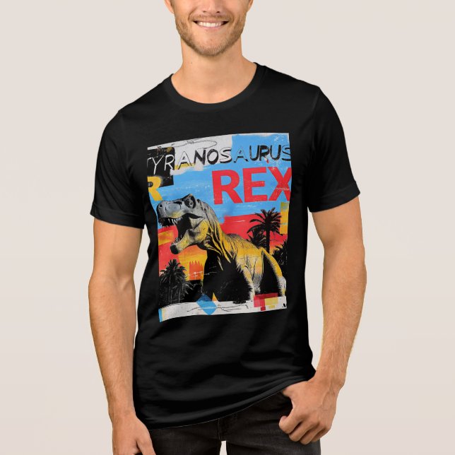 T-shirt En Tri-matière Tyrannosaurus Rex Retro Pop Art T-Shirt (Recto)