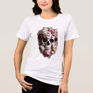 T-shirt En Tri-matière Un crâne fait de roses en fleurs