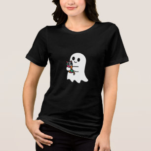T-shirt En Tri-matière Un joli Fantôme blanc tenant une jolie couleur ple