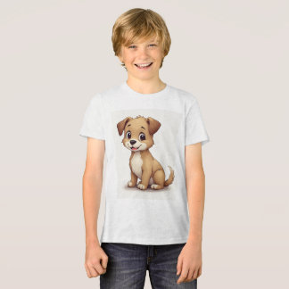 T-shirt En Tri-matière un T-shirt enfant avec un mignon chiot dessus