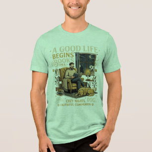 T-shirt En Tri-matière “Une bonne vie commence avec des livres et un chie