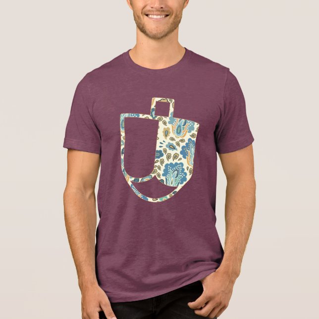 T-shirt En Tri-matière Unique Dreidel Faux Applique Hanoukka (Recto)