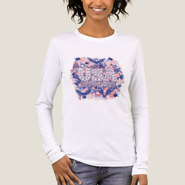 T-SHIRT  EN TRI-MATIÈRE USA 1776-2026 (Recto)