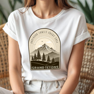 T-shirt En Tri-matière Vacances de famille à la montagne Rétro Marron ID1