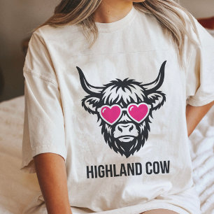 T-shirt En Tri-matière Vache Highland Mignonne Avec Lunettes De Soleil En