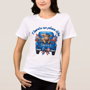 T-shirt En Tri-matière Vachette Mignonne Patriotique Camion Rétro USA