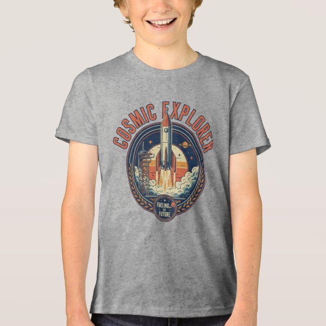 T-shirt En Tri-matière Vaisseau Fusée Explorateur Cosmique Futur Espace  (Recto)