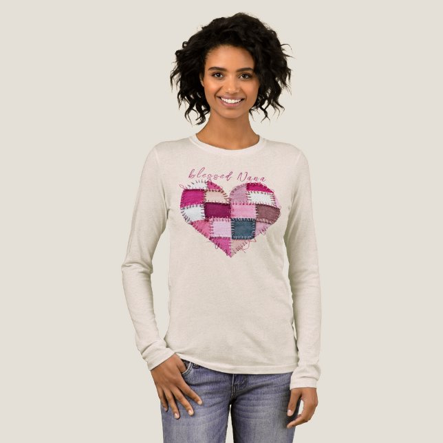 T-shirt En Tri-matière Valentine's Personalized Patchwork  Heart  (Recto complet)