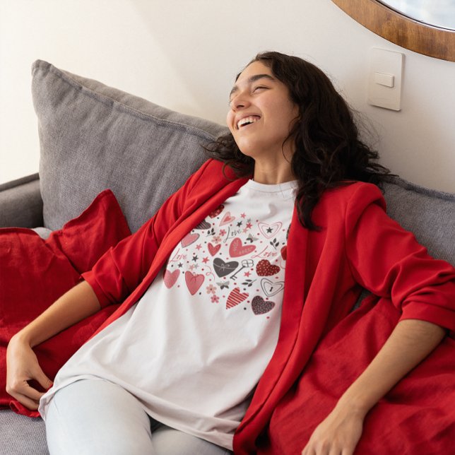T-shirt En Tri-matière Valentines Thème Coeurs rouges (Créateur téléchargé)