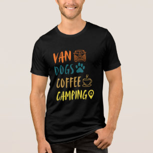 T-shirt En Tri-matière Van, Chiens, Café, Camping Funny Cute Tee