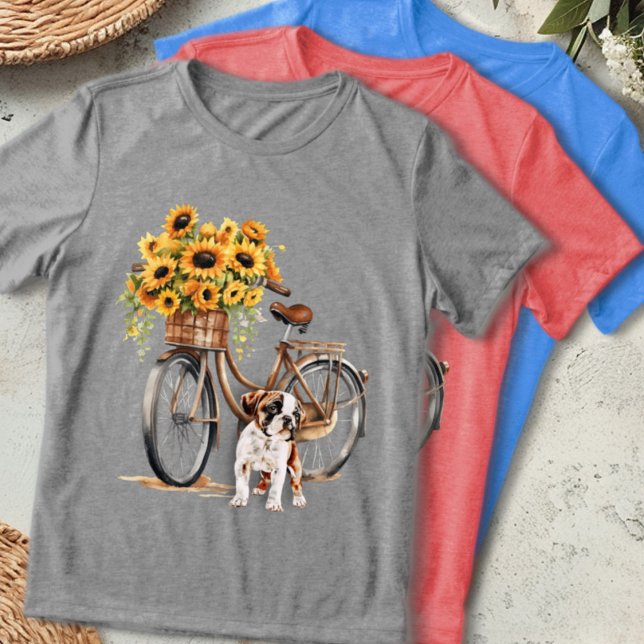 T-shirt En Tri-matière Vélo Bulldog et tournesol (Créateur téléchargé)