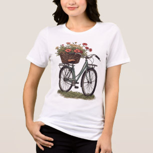 T-shirt En Tri-matière Vélo Floral Graphique Cottagecore Vintage - Rétro