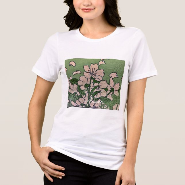 T-shirt En Tri-matière Vert fleur rose (Recto)