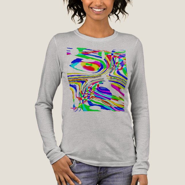 T-shirt En Tri-matière Vert Rouge Jaune Bleu Confetti Art Abstrait (Recto)
