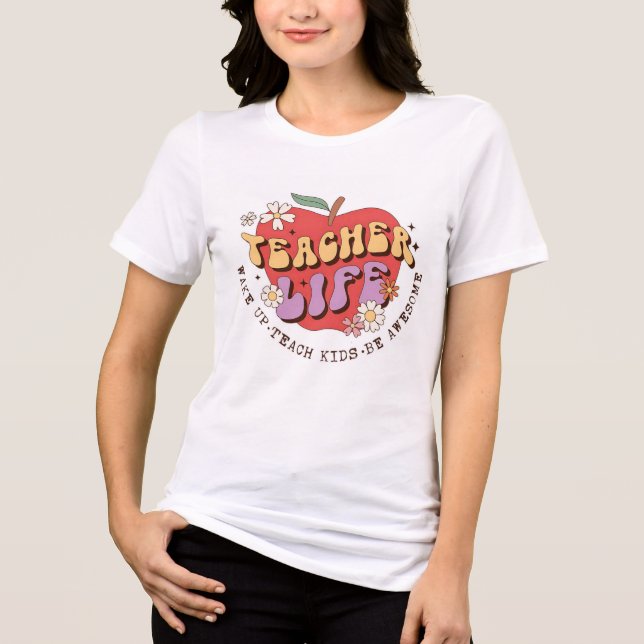 T-shirt En Tri-matière Vie de l'enseignant - Réveil, Enseigner, Inspirer (Recto)