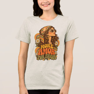 T-shirt En Tri-matière Vintage 70s Plus d'Amour S'il Vous Plaît Fille Hip