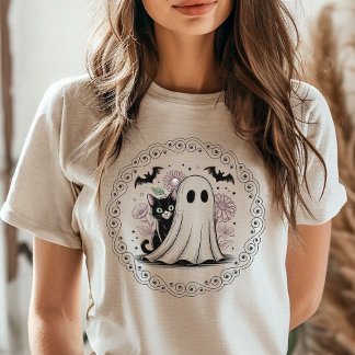 T-shirt En Tri-matière Vintage Black Cat & Ghost Halloween Spooky Season