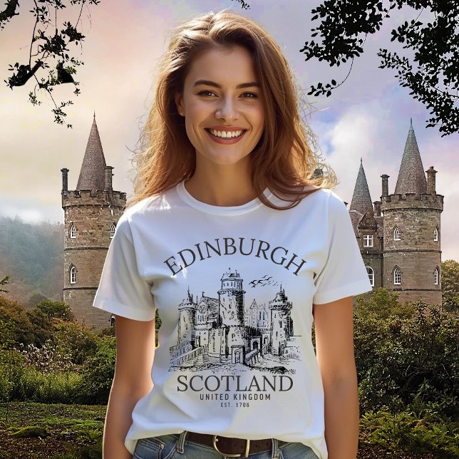 T-shirt En Tri-matière Vintage Edinburgh Castle | United Kingdom  (Créateur téléchargé)