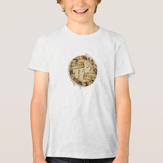 T-shirt En Tri-matière Vintage Music Notes Collage Sticker Design (Recto)