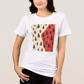 T-shirt En Tri-matière Vintage Red & Green Christmas Trees Pattern