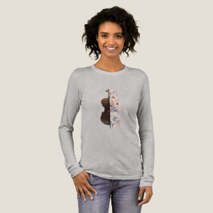 T-shirt En Tri-matière Violon parmi les fleurs. Bouquet de fleurs.