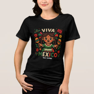 T-shirt En Tri-matière Viva Mexico Mexicaine Fête de l'Indépendance Fémin
