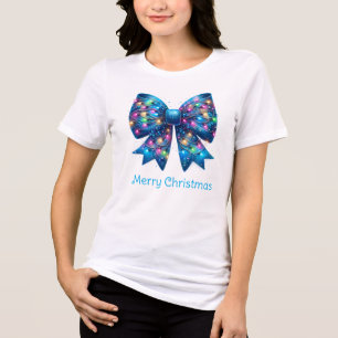 T-shirt En Tri-matière Vivio Coquette Bleu Feux de Noël Bow