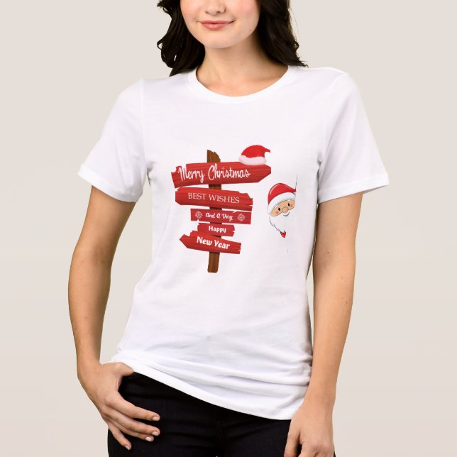 T-shirt En Tri-matière Vœux de Panneau Indicateur en Bois (Recto)