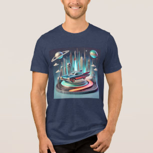 T-shirt En Tri-matière Voiture Coupé Atomic Futuriste à Grandes Ailes