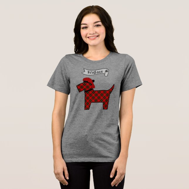T-shirt En Tri-matière Wallace Tartan Scottie Dog Personalized (Recto plein)