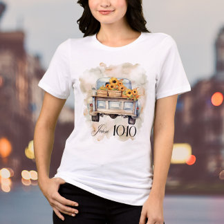 T-shirt En Tri-matière Watercolor Floral Vintage Truck With Bible Verse