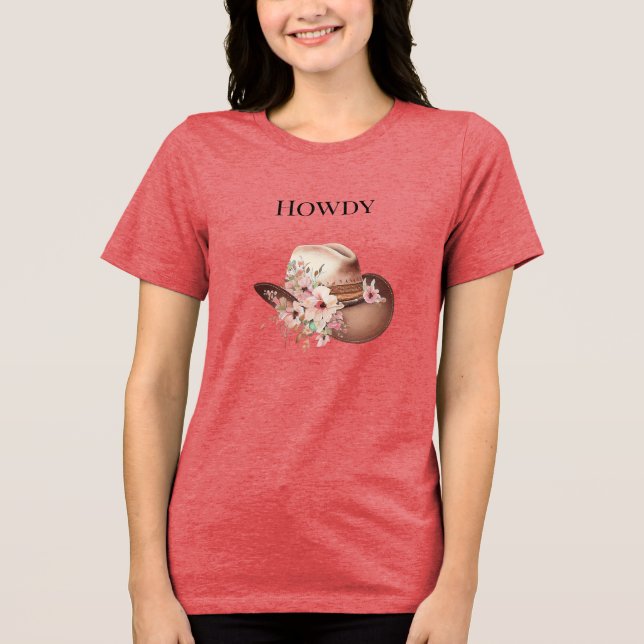 T-shirt En Tri-matière Western Rose Floral Cowgirl Casquette (Recto)