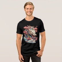 White Dragon with Blossoms Fantasy Art