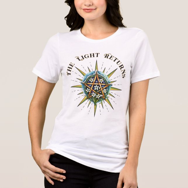 T-shirt En Tri-matière Wiccan Imbolc Sunshine Snowrops Pentacle (Recto)