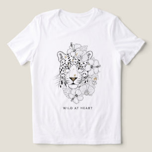 T-shirt En Tri-matière Wild at Heart - Elegant Leopard and Floral Line Ar