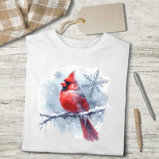T-shirt En Tri-matière Winter Cardinal with Snowflakes on Icy Branch (Créateur téléchargé)