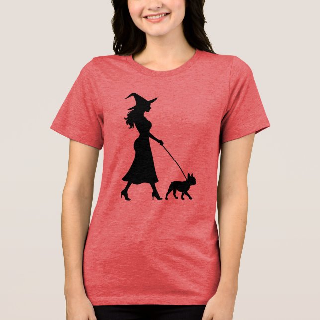 T-shirt En Tri-matière Witch Walking Frenchie (Recto)