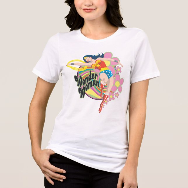 T-shirt En Tri-matière Wonder Woman Flowers rétro (Recto)