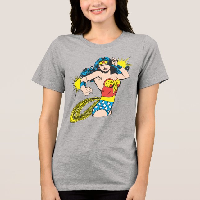 T-shirt En Tri-matière Wonder Woman Twist avec des menottes brillantes (Recto)