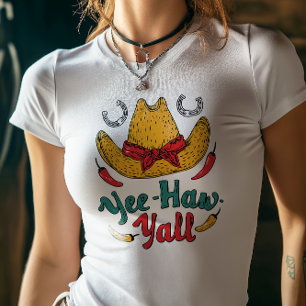T-shirt En Tri-matière Yee Haw Y’all Cowgirl Design Casquette