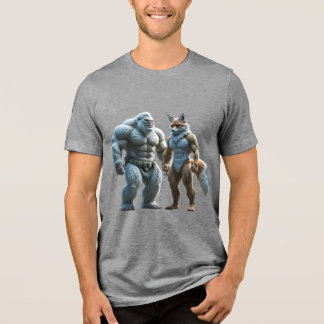 T-shirt En Tri-matière Yéti et renard musculaires côte à côte