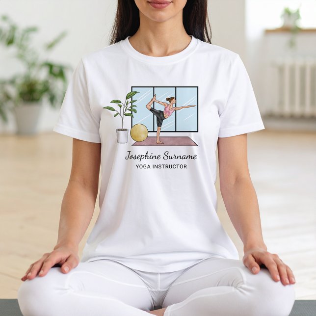 T-shirt En Tri-matière Yoga Instructeur Danseuse Pose Professeur Nom pers (Please note: This image is a digitally created mockup.)