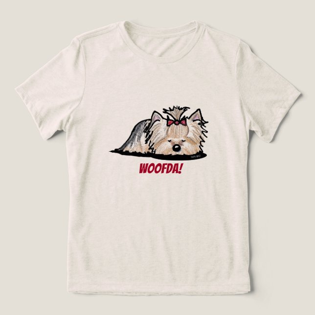 T-shirt En Tri-matière Yorkie Terrier Woofda Tri-Blend Chemise (Design Recto)