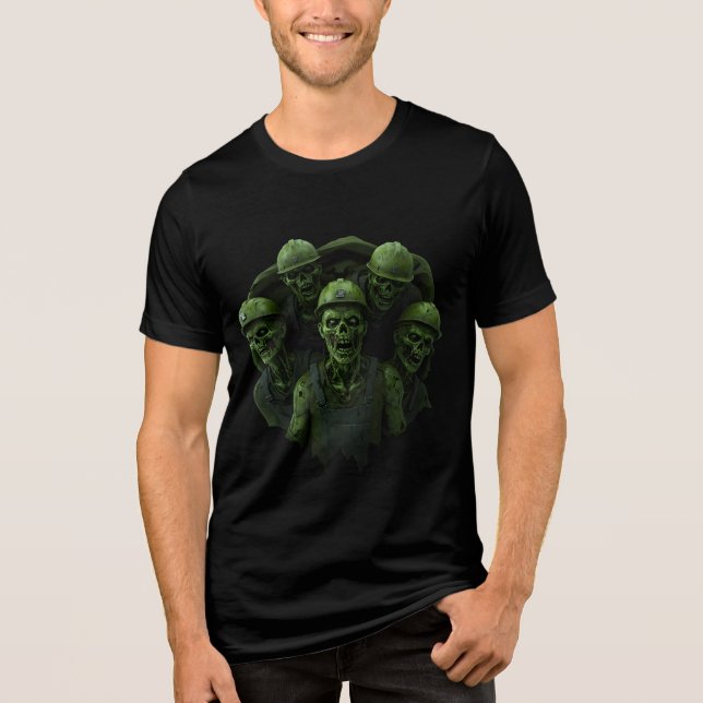 T-shirt En Tri-matière Zombies d'Halloween de collier bleu (Recto)