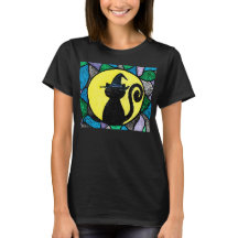T-shirt en verre souillé de chat de sorcière