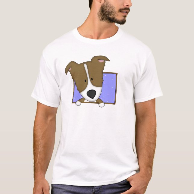 T-shirt encadré de border collie de brun de bande (Devant)