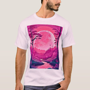 T-shirt Enchanter la lune rose : l'art du dessin animé