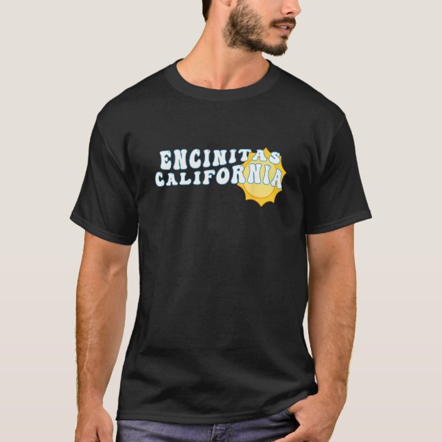 T-shirt Encinitas California CA Retro Wavy Souvenir Vacati (Devant)