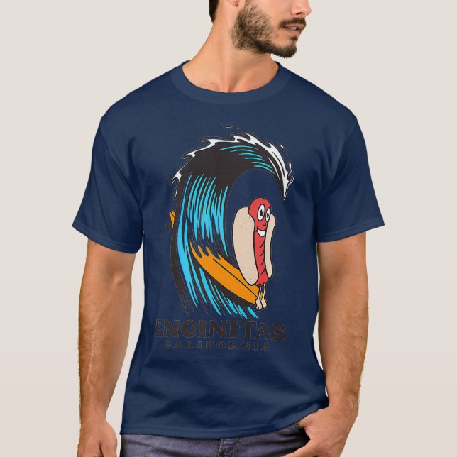 T-shirt Encinitas California Surfing Hot Dog Premium (Devant)