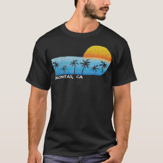 T-shirt Encinitas vintages CA Palm Trees Sunset Beach